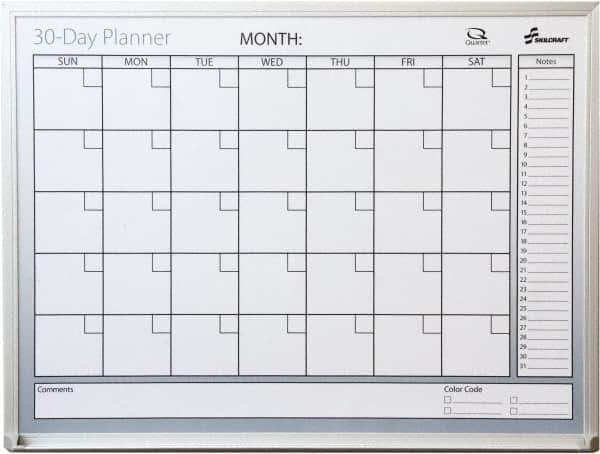 Ability One - 2" High x 29" Wide Dry Erase - Mylar Laminated, 36" Deep, Includes Accessory Tray, Mounting Kit, Instructions & Four Dry Erase Markers (Black, Blue, Green, Red) - USA Tool & Supply