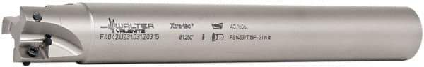 Walter - 38mm Cut Diam, 11mm Max Depth of Cut, 1-1/4" Shank Diam, 10" OAL, Indexable Square Shoulder End Mill - AD.T 1204.. Inserts, Cylindrical Shank, 90° Lead Angle - USA Tool & Supply