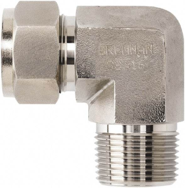 Brennan - 1/2" OD, Stainless Steel Male Elbow - Comp x MNPT Ends - USA Tool & Supply
