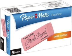 Paper Mate - Rectangle Rubber Eraser - Pink - USA Tool & Supply