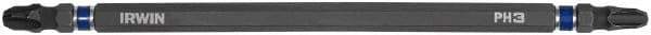 Irwin - #3 x #3 D/E Phillips Screwdriver Bit - 1/4" Hex Drive, 6" OAL - USA Tool & Supply