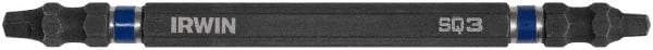 Irwin - #3 x #3" Square Size D/E Square Recess Screwdriver Bit - 1/4" Hex Drive, 4" OAL - USA Tool & Supply
