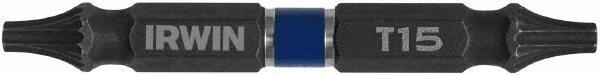 Irwin - T15 x T15 D/E Torx Screwdriver Bit - 1/4" Hex Drive, 2-3/8" OAL - USA Tool & Supply
