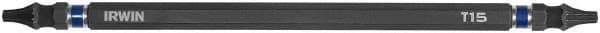 Irwin - T15 x T15 D/E Torx Screwdriver Bit - 1/4" Hex Drive, 6" OAL - USA Tool & Supply