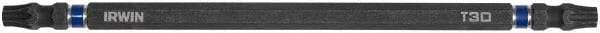 Irwin - T30 x T30 D/E Torx Screwdriver Bit - 1/4" Hex Drive, 6" OAL - USA Tool & Supply