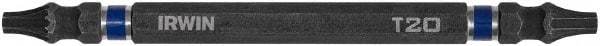 Irwin - T20 x T20 D/E Torx Screwdriver Bit - 1/4" Hex Drive, 4" OAL - USA Tool & Supply