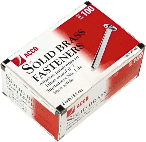 ACCO - 100 Piece Paper File Fasteners - 2" Long - USA Tool & Supply