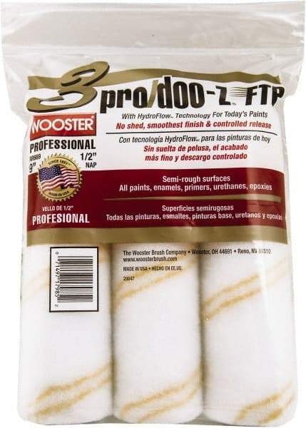Wooster Brush - 1/2" Nap, 9" Wide Paint Roller - Semi-Rough Texture, Woven - USA Tool & Supply