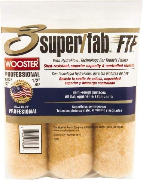 Wooster Brush - 1/2" Nap, 9" Wide Paint Roller - Semi-Rough Texture, Knitted - USA Tool & Supply