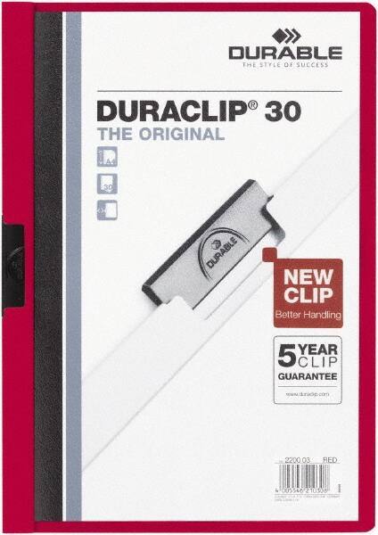 DURABLE - 11" Long x 8" Wide Report Cover - Red - USA Tool & Supply