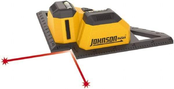 Johnson Level & Tool - 2 Beam 20' (Interior) Max Range Line Laser Level - Red Beam, 1/4" at 20' Accuracy, 6" Long x 6" Wide x 2" High, Battery Included - USA Tool & Supply