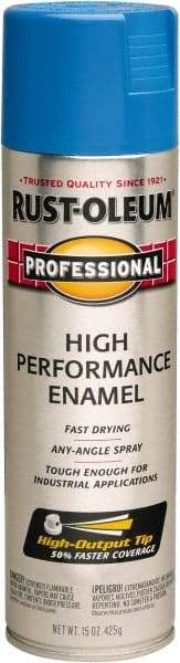 Rust-Oleum - Safety Blue, Gloss, Rust Proof Enamel Spray Paint - 14 Sq Ft per Can, 15 oz Container, Use on Multipurpose - USA Tool & Supply