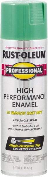 Rust-Oleum - Safety Green, Gloss, Rust Proof Enamel Spray Paint - 14 Sq Ft per Can, 15 oz Container, Use on Multipurpose - USA Tool & Supply