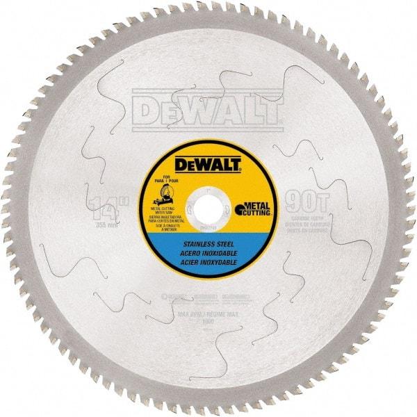 DeWALT - 14" Diam, 1" Arbor Hole Diam, 90 Tooth Wet & Dry Cut Saw Blade - Carbide-Tipped, Standard Round Arbor - USA Tool & Supply