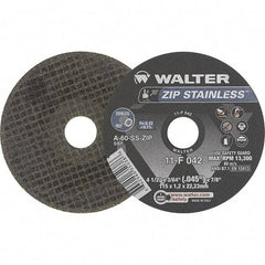 WALTER Surface Technologies - 4-1/2" Aluminum Oxide Cutoff Wheel - 0.045" Thick, 7/8" Arbor, 13,300 Max RPM, Use with Angle Grinders - USA Tool & Supply
