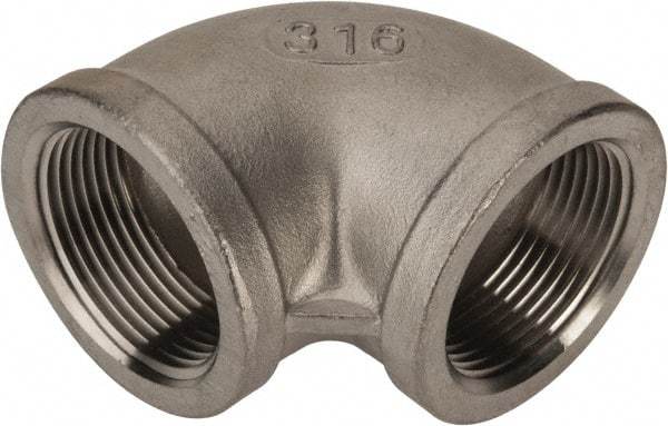 Value Collection - 1-1/4" Grade 316 Stainless Steel Pipe 90° Elbow - FNPT x FNPT End Connections, 150 psi - USA Tool & Supply