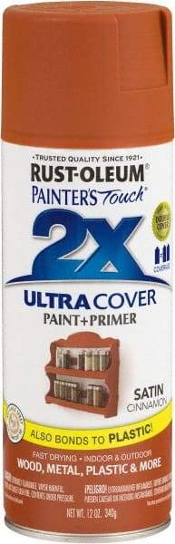 Rust-Oleum - Cinnamon, Satin, Enamel Spray Paint - 8 Sq Ft per Can, 12 oz Container, Use on Multipurpose - USA Tool & Supply