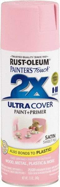 Rust-Oleum - Sweet Pea (Color), Satin, Enamel Spray Paint - 8 Sq Ft per Can, 12 oz Container, Use on Multipurpose - USA Tool & Supply
