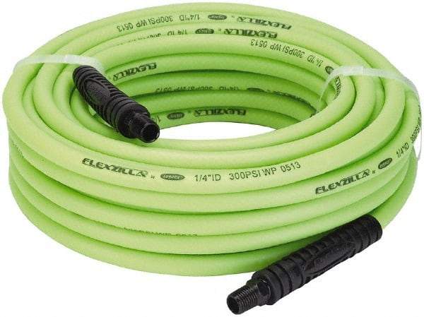 Legacy - 1/4" ID x 0.46" OD 50' Long Multipurpose Air Hose - MNPT x MNPT Ends, 300 Working psi, 140°, 1/4" Fitting, Green - USA Tool & Supply