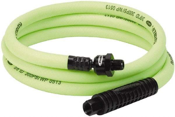 Legacy - 3/8" ID x 0.61" OD 6' Long Lead-In Whip Hose - FNPT x MNPT Ball Swivel Ends, 300 Working psi, 140°, 1/4" Fitting, Green - USA Tool & Supply