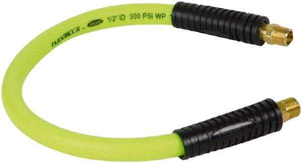 Legacy - 1/2" ID x 0.74" OD 2' Long Lead-In Whip Hose - MNPT Fixed x MNPT Swivel End, 300 Working psi, 140°, 3/8" Fitting, Green - USA Tool & Supply