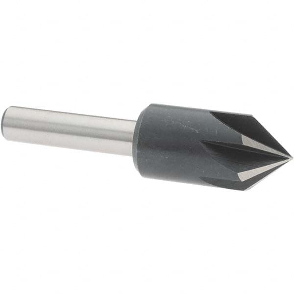 Value Collection - 1/2" Head Diam, 1/4" Shank Diam, 6 Flute 82° High Speed Steel Countersink - USA Tool & Supply