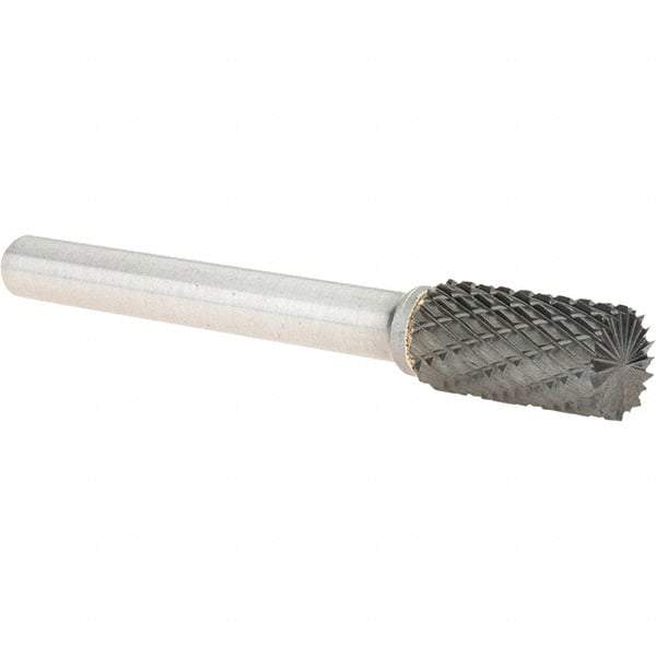 Value Collection - 3/8" Cut Diam, 1/4" Shank Diam, Cylinder Head Burr - Carbide, End Cut End, 3/4" LOC, 2-3/4" OAL - USA Tool & Supply