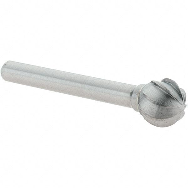 Value Collection - 1/2" Cut Diam, 1/4" Shank Diam, Ball Head Burr - Carbide, 7/16" LOC, 2-7/16" OAL - USA Tool & Supply