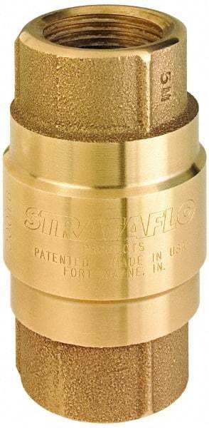 Strataflo - 2" Brass Check Valve - Inline, FNPT x FNPT, 200 WOG - USA Tool & Supply