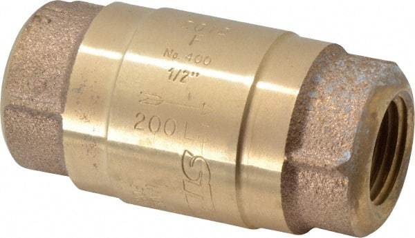 Strataflo - 1/2" Brass Check Valve - Inline, FNPT x FNPT, 400 WOG - USA Tool & Supply
