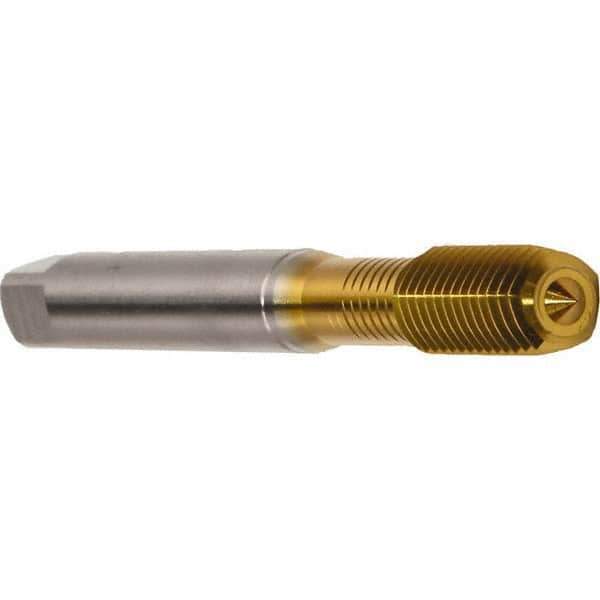Emuge - M3x0.50 Metric 6HX Modified Bottoming Thread Forming Tap - Cobalt, TiN Finish, 56mm OAL, 11mm Thread Length, Right Hand Thread, Series Druck - USA Tool & Supply