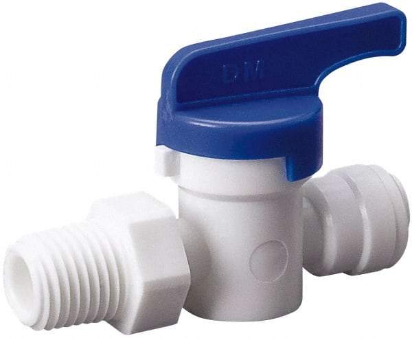 Value Collection - 3/8 x 3/8" Pipe, Full Port, Polysulfone Standard Ball Valve - Inline - Two Way Flow, Push Fit Ends, Lever Handle, 250 WOG, 200 WSP - USA Tool & Supply