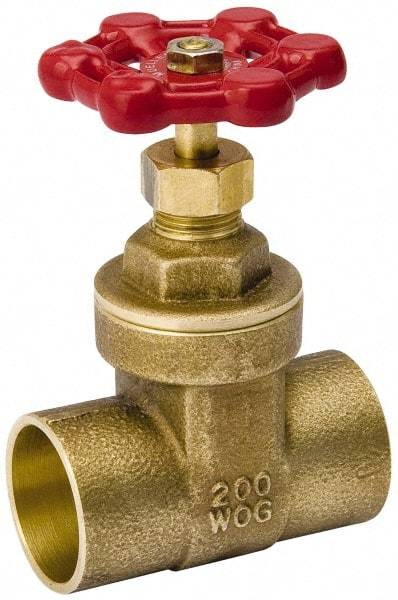 Value Collection - 3/4" Pipe, Class 150, C x C Brass Wedge Compact Gate Valve - 200 WOG, 200 WSP, Screw Over Bonnet, For Use with Water, Oil & Gas - USA Tool & Supply