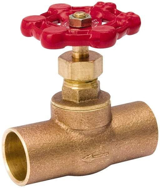Value Collection - 1/2" Pipe, 125 psi WOG Rating, Brass, Stop Valve - Lobe Type Handle, C x C End Connections, Use with Water, Oil, Air - USA Tool & Supply
