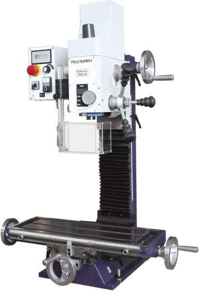 Palmgren - 7" Table Width x 19-11/16" Table Length, Electronic Variable Speed Control, 1 Phase Knee Milling Machine - 2MT Spindle Taper, 1-1/4 hp - USA Tool & Supply