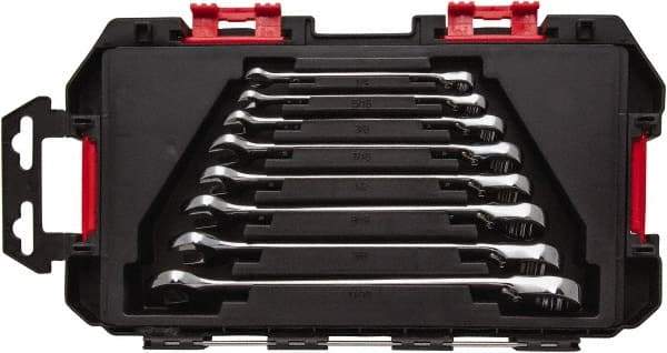 Blackhawk by Proto - 7 Piece, 1/4" to 11/16", Reversible Ratcheting Combination Wrench Set - Inch Measurement Standard, Chrome Finish, Comes in Case - USA Tool & Supply