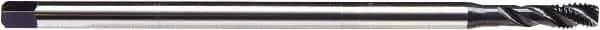 Emuge - M3x0.50 Metric, 2 Flute, Bright Finish Cobalt, Spiral Flute, Extension Pulley Tap - Semi-Bottoming Chamfer, 3.9" OAL, 7/16" Thread Length, 6H Class of Fit - Exact Industrial Supply