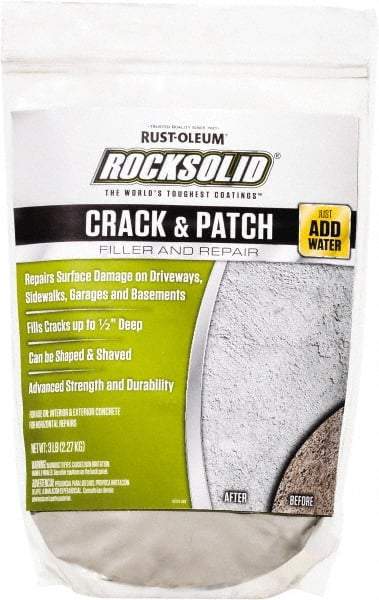 Rust-Oleum - 3 Lb Bag Crack-N-Patch - Concrete Gray, 1.5 Sq Ft Coverage - USA Tool & Supply
