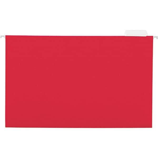 Universal One - 9-5/8 x 14-3/4", Legal, Red, Hanging File Folder - 11 Point Stock, 1/5 Tab Cut Location - USA Tool & Supply