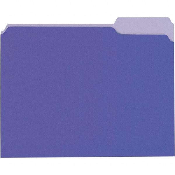 Universal One - 8-1/2 x 11", Letter Size, Violet/Light Violet, File Folders with Top Tab - 11 Point Stock, 1/3 Tab Cut Location - USA Tool & Supply