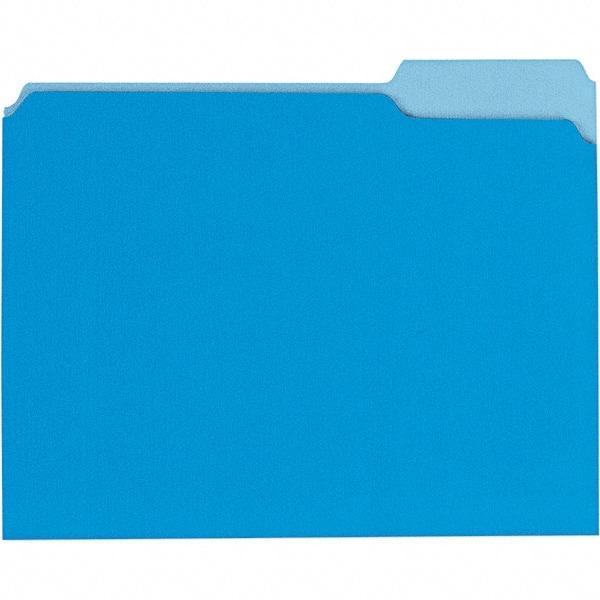 UNIVERSAL - 9-5/8 x 11-3/4", Letter Size, Blue, File Folders with Top Tab - 11 Point Stock, 1/3 Tab Cut Location - USA Tool & Supply