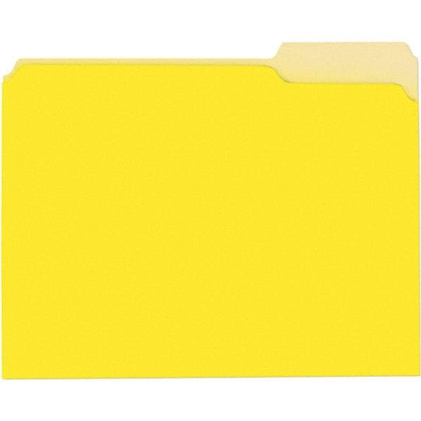 UNIVERSAL - 9-5/8 x 11-3/4", Letter Size, Yellow, File Folders with Top Tab - 11 Point Stock, 1/3 Tab Cut Location - USA Tool & Supply