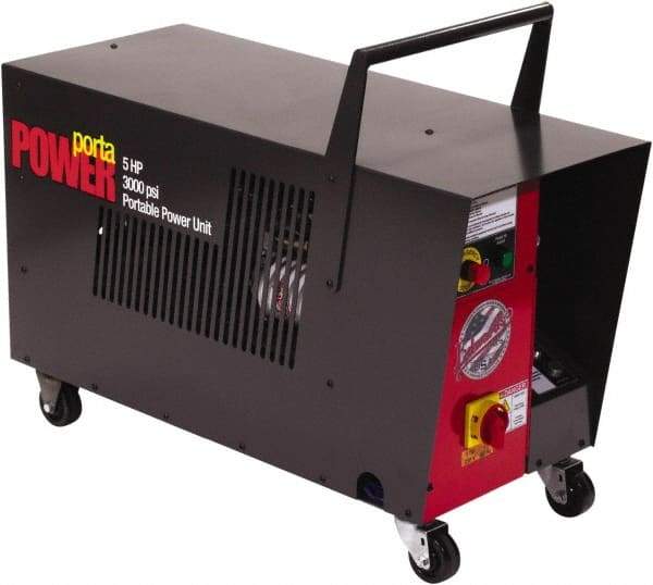 Edwards Manufacturing - 5 hp, 2,750 Max psi, 3.5 GPM, Hydraulic Power Unit - 7 Gal Tank, 37-1/2" Long x 15-1/4" Wide x 31-1/4" High, 3 Phase, 230 Volt, 14 Amp - USA Tool & Supply
