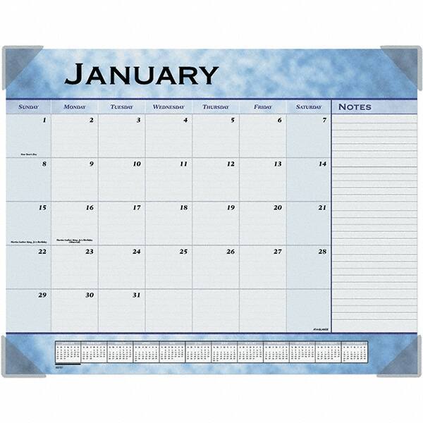 AT-A-GLANCE - 12 Sheet, 22 x 17", Desk Pad Calendar - Slate Blue - USA Tool & Supply