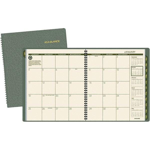 AT-A-GLANCE - 24 Sheet, 9 x 11", Monthly Planner - Green - USA Tool & Supply