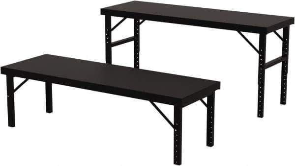 Valley Craft - 28 Wide x 84" Deep x 28" High, Steel Work Table - 14 Gauge Stainless Steel Top, Adjustable Height Legs, Gray - USA Tool & Supply