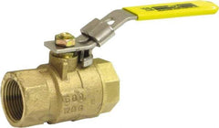 Milwaukee Valve - 1/2" Pipe, Full Port, Bronze Standard Ball Valve - 2 Piece, Threaded (NPT) Ends, Locking Lever Handle, 125 WOG, 150 WSP - USA Tool & Supply