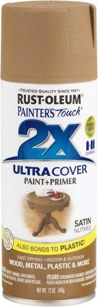 Rust-Oleum - Nutmeg, Satin, Enamel Spray Paint - 8 Sq Ft per Can, 12 oz Container, Use on Multipurpose - USA Tool & Supply