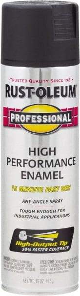 Rust-Oleum - Black, Flat, Rust Proof Enamel Spray Paint - 14 Sq Ft per Can, 15 oz Container, Use on Multipurpose - USA Tool & Supply