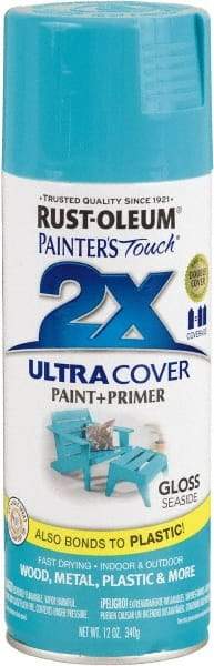 Rust-Oleum - Seaside, Gloss, Enamel Spray Paint - 8 Sq Ft per Can, 12 oz Container, Use on Multipurpose - USA Tool & Supply